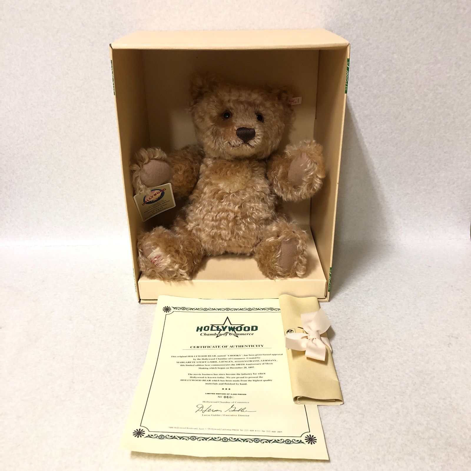 D3 シュタイフ ハリウッド100周年  テディベア チューキー 2000体限定 Steiff Hollywood Bear Chooky 263106566没有明显的损伤或污渍