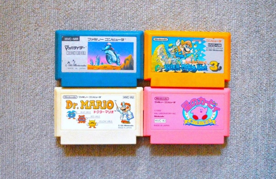 ★起動確認済・送料込!!任天堂 名作ソフト『マッハライダー＋スーパーマリオブラザーズ３＋ドクターマリオ＋星のカービィ』４本セット二手;物流保障;有损伤或污渍;航空禁运