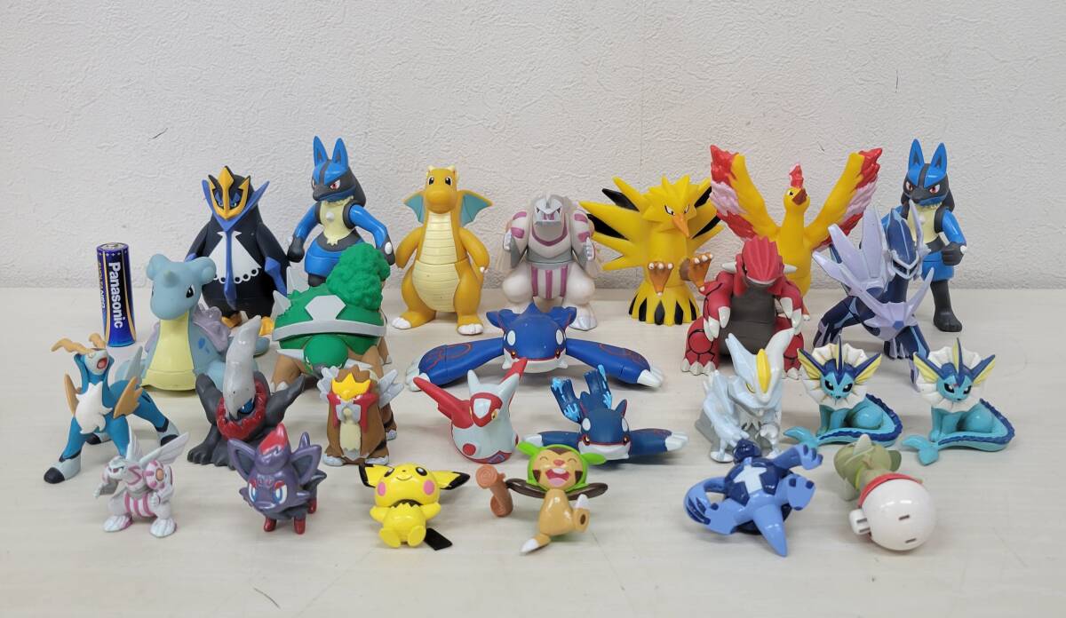 0323-204□ポケモン ソフビ 人形 ミニフィギュア 他 まとめ 約27点 ルカリオ カイリュー パルキア パーツ欠品 書き込みあり 現状品