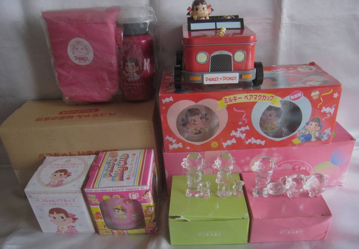 【難あり】不二家ペコポコちゃんグッズ多数「画像1，2，3，4　出品商品の全てです」殆ど未使用　画像9/汚れあり