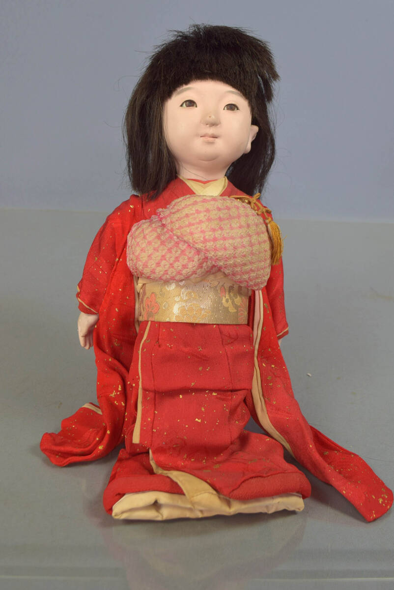 ◆当時品【女児・市松人形】作者不明 足欠品 着物再利用