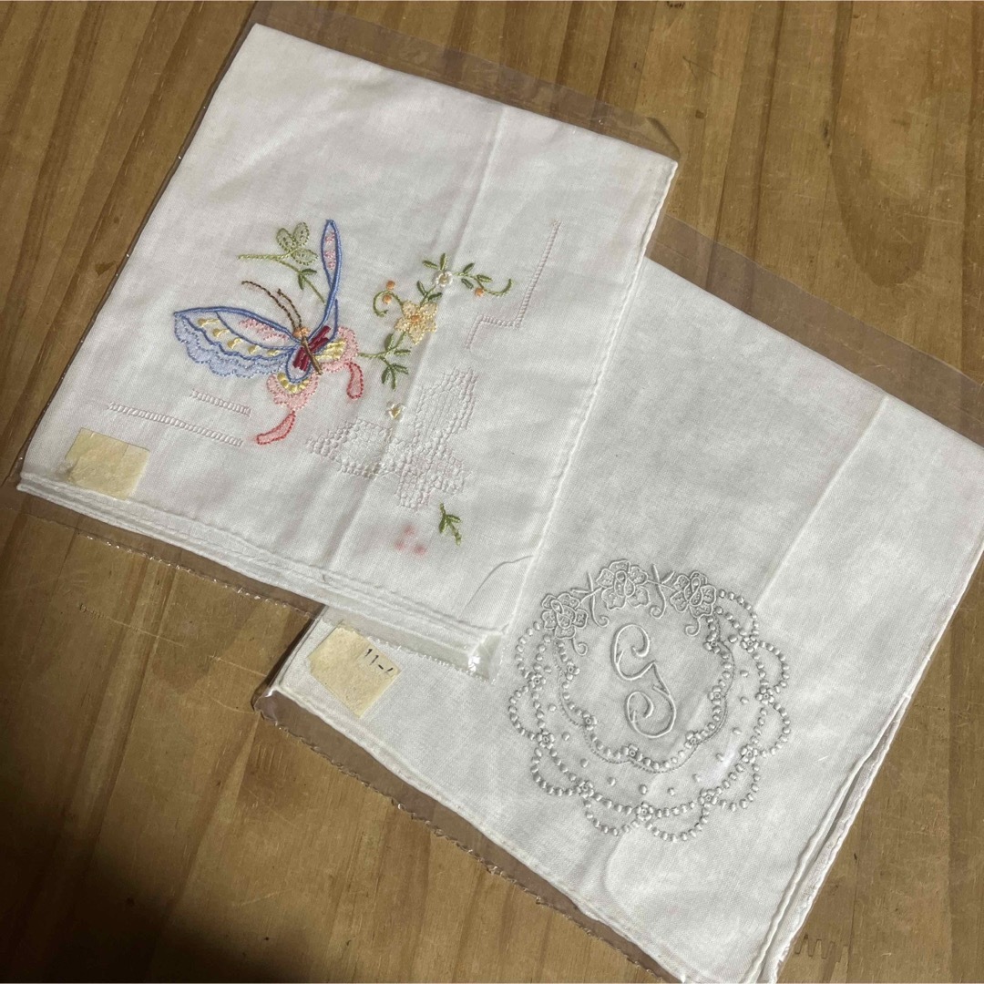 未開封 昭和レトロ ヴィンテージ 刺繍ハンカチ