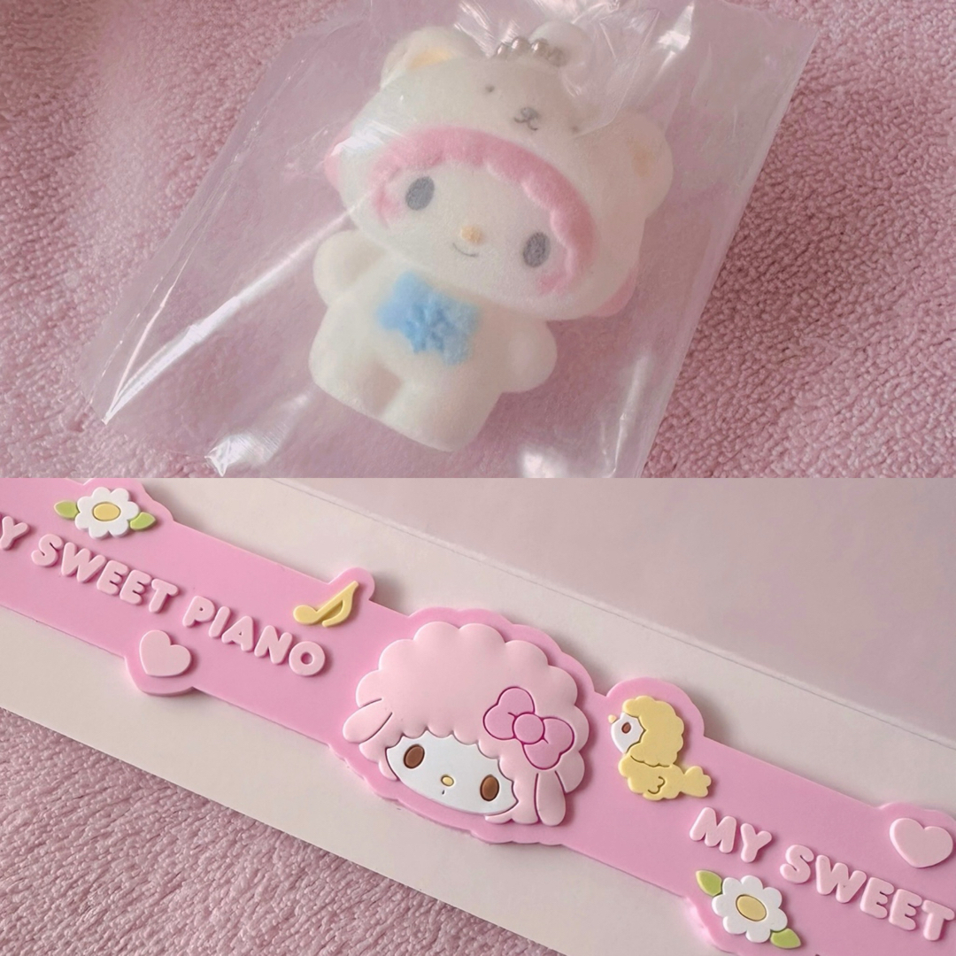 《2点セット》チェーン付き サンリオ フロッキーマスコット ラバーバンド ピアノ