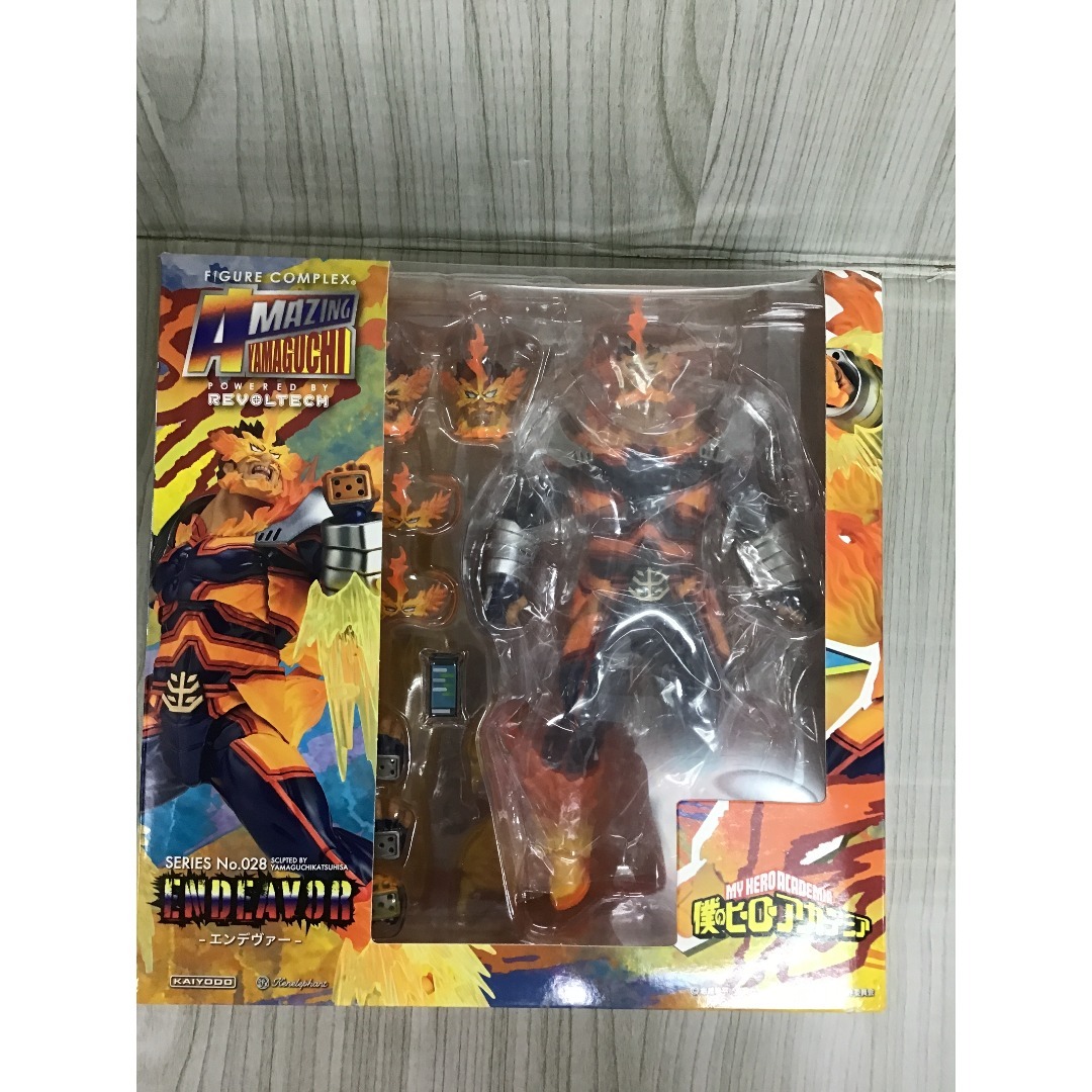 【ジャンク】海洋堂 エンデヴァー 約190mm ABS&PVC製 塗装済みアクションフィギュア リボルテック オレンジ 整体状态不佳