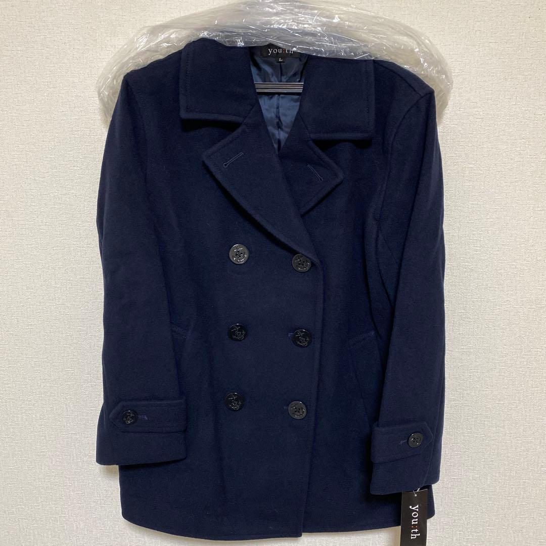 男女兼用youth ネイビー ダブルブレストコート L未使用