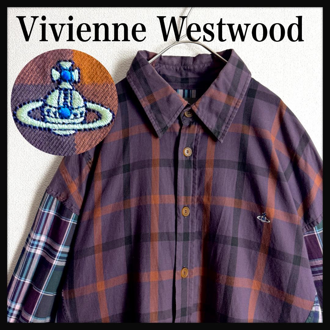 【美品☆独特パターン☆チェック】ヴィヴィアンウエストウッド 長袖シャツVivienne Westwood;没有明显的损伤或污渍