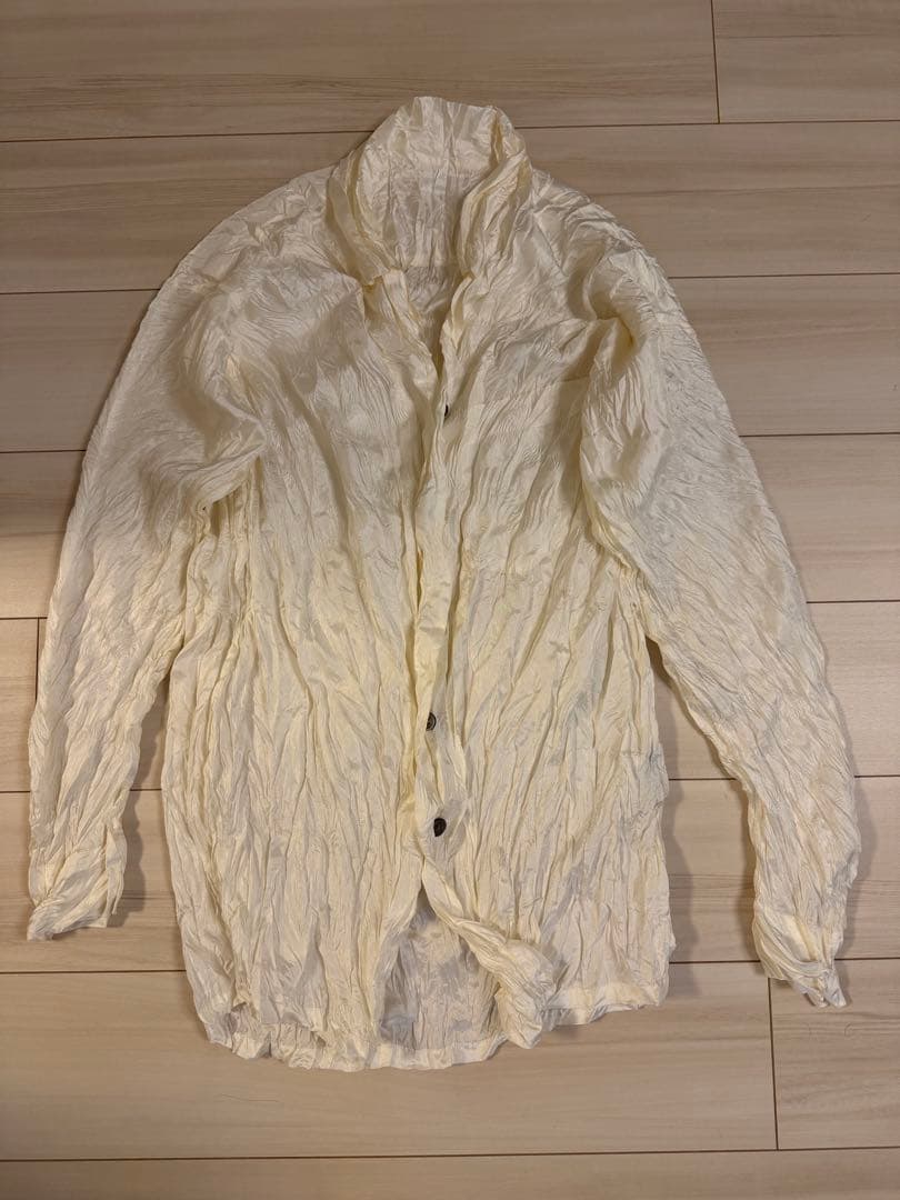 未使用 ISSEY MIYAKE イッセイミヤケ シワ加工 シャツ L 白ISSEY MIYAKE;有些许损伤或污渍