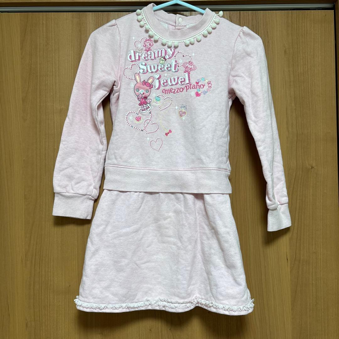 mezzo piano 長袖ワンピース 130cm ピンク
