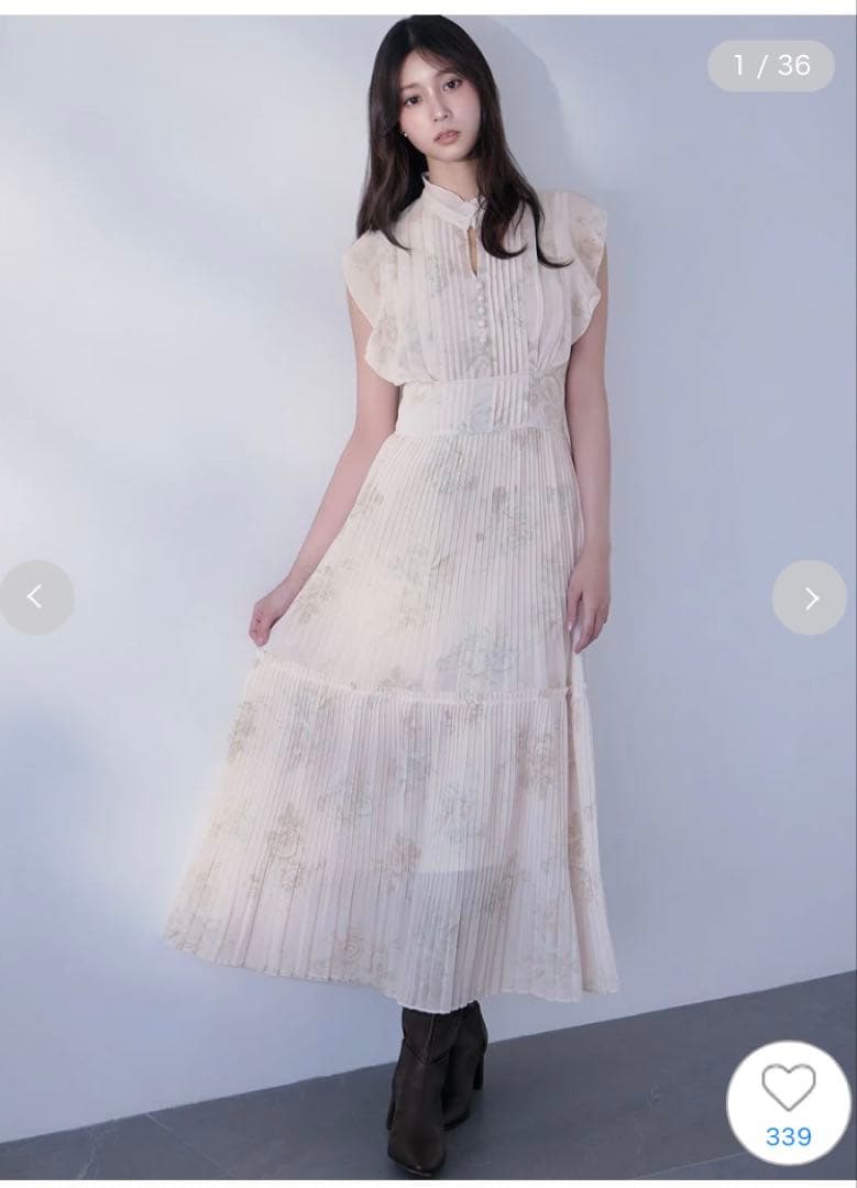 snidel Sustainableプリーツプリントワンピース　ライトピンク　0