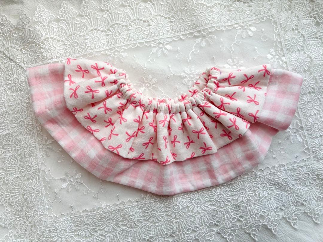 ハンドメイド 1 Wガーゼ2段フリルスタイ未使用