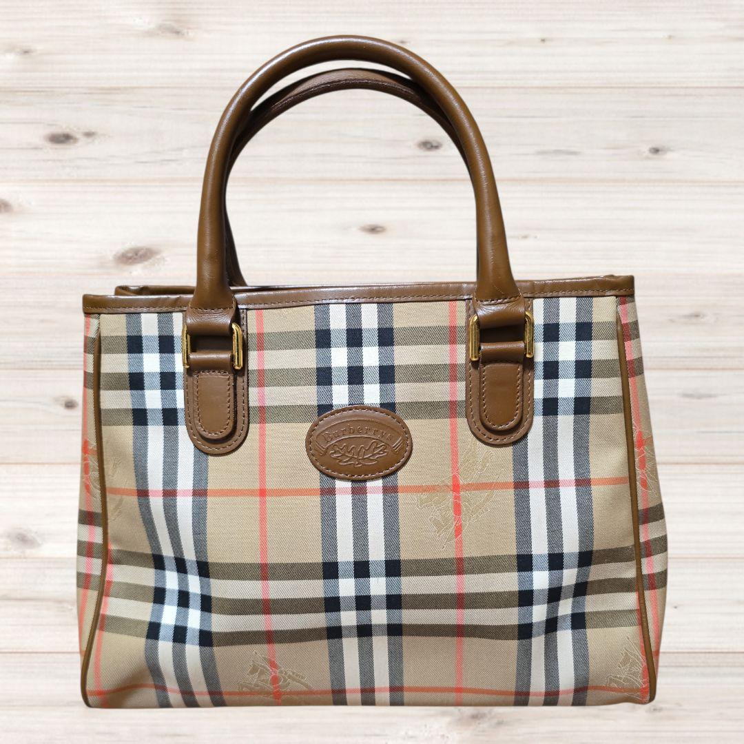 未使用　Burberrys ノバチェック ハンドバッグ　シャドーホース　月桂樹BURBERRY;接近未使用