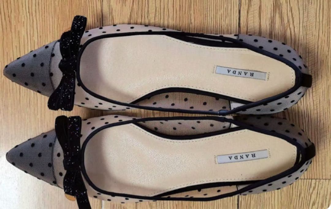 RANDA ラメリボンチュールパンプス