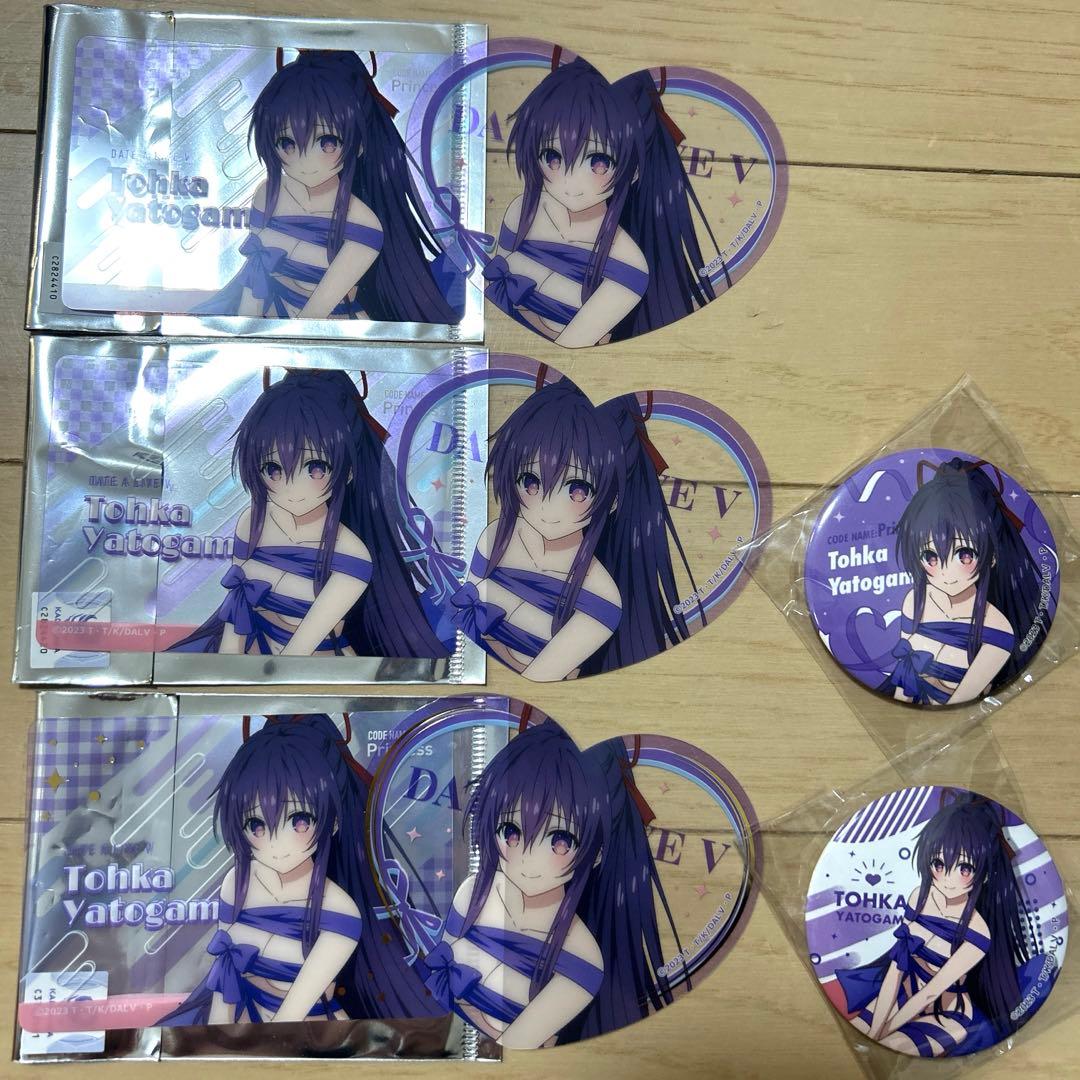 くじQ デート・ア・ライブ 夜刀神十香 缶バッジ クリアカード 5点セット未使用