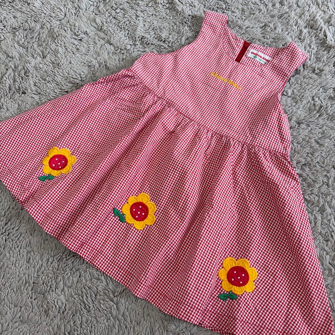 MIKI HOUSE チエコサク ワンピース ひまわり刺繍 レア レトロ