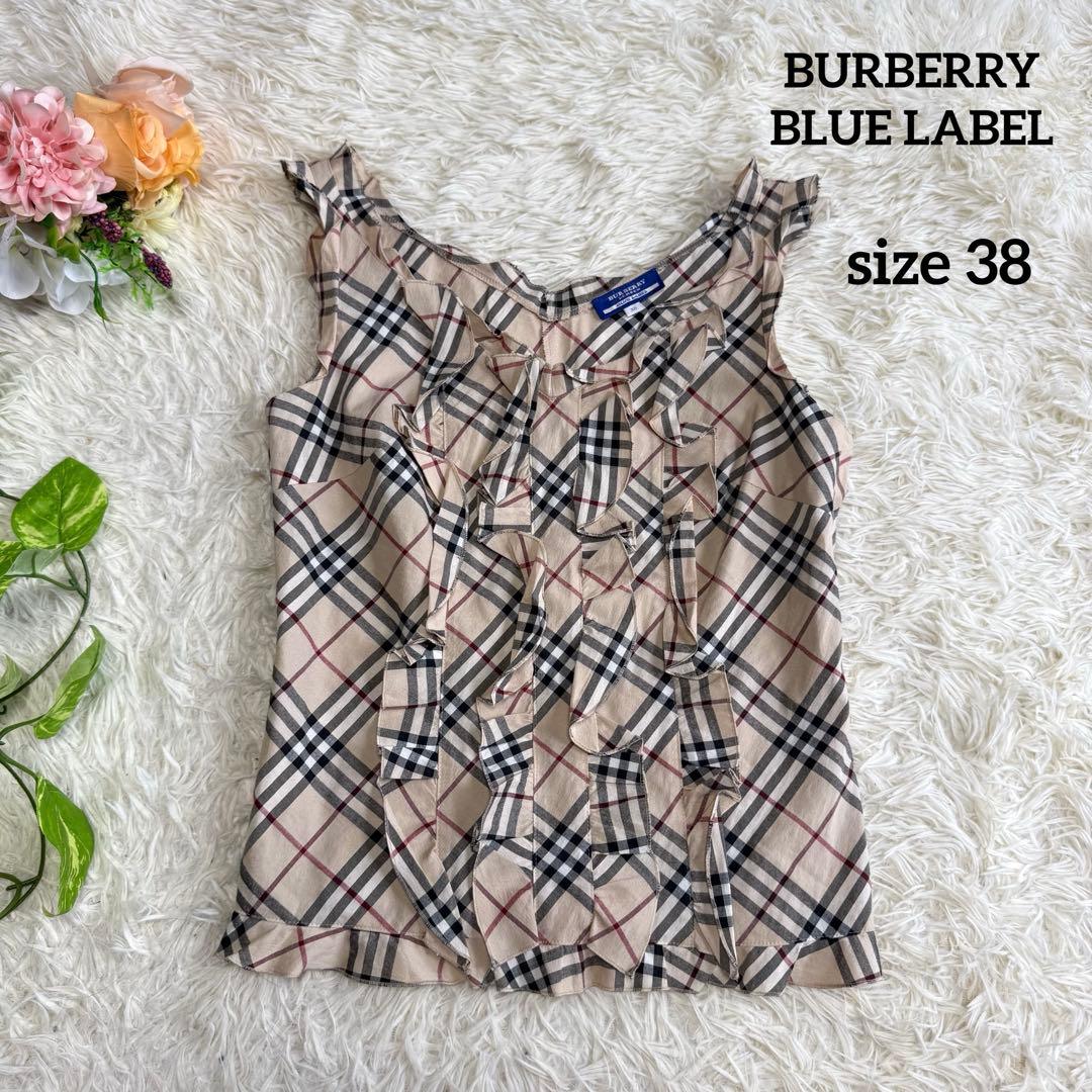 【バーバリーロンドン】美品 ノースリーブ タンクトップ フリル 38 レディースBURBERRY LONDON;没有明显的损伤或污渍