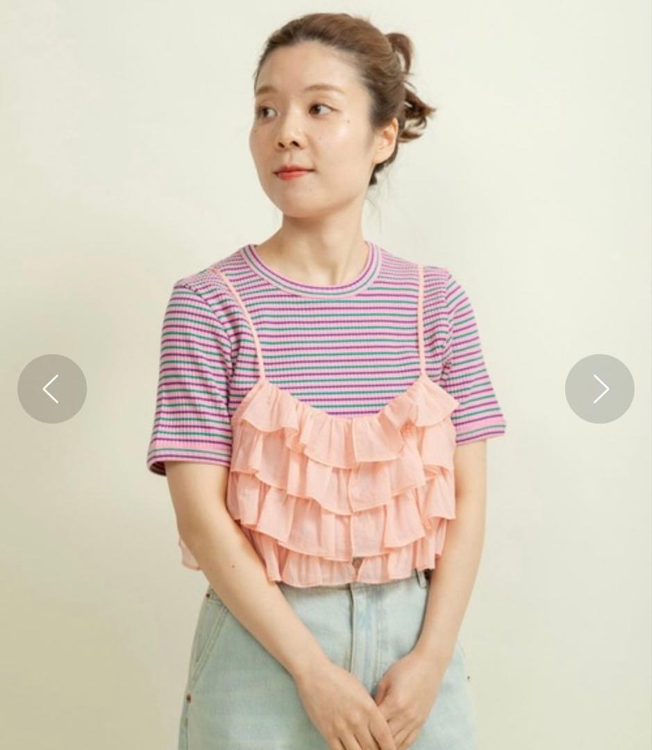 Dot&Stripes ナイロンフリルディアードキャミブラウス ピンクDot＆Stripes CHILD WOMAN;未使用