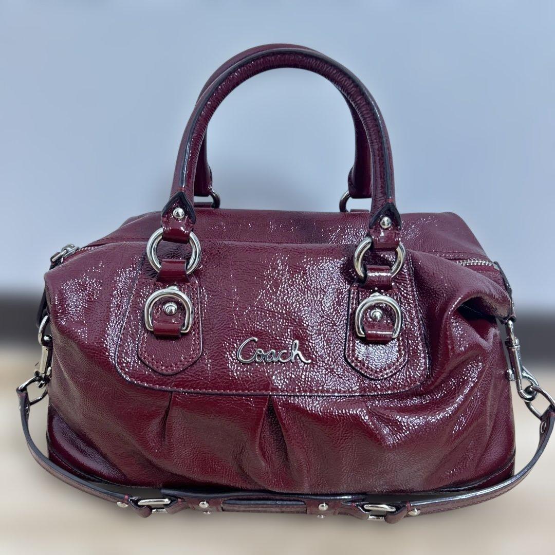 美品COACH パテントレザー 2WAY ショルダーバッグ F15455COACH;接近未使用