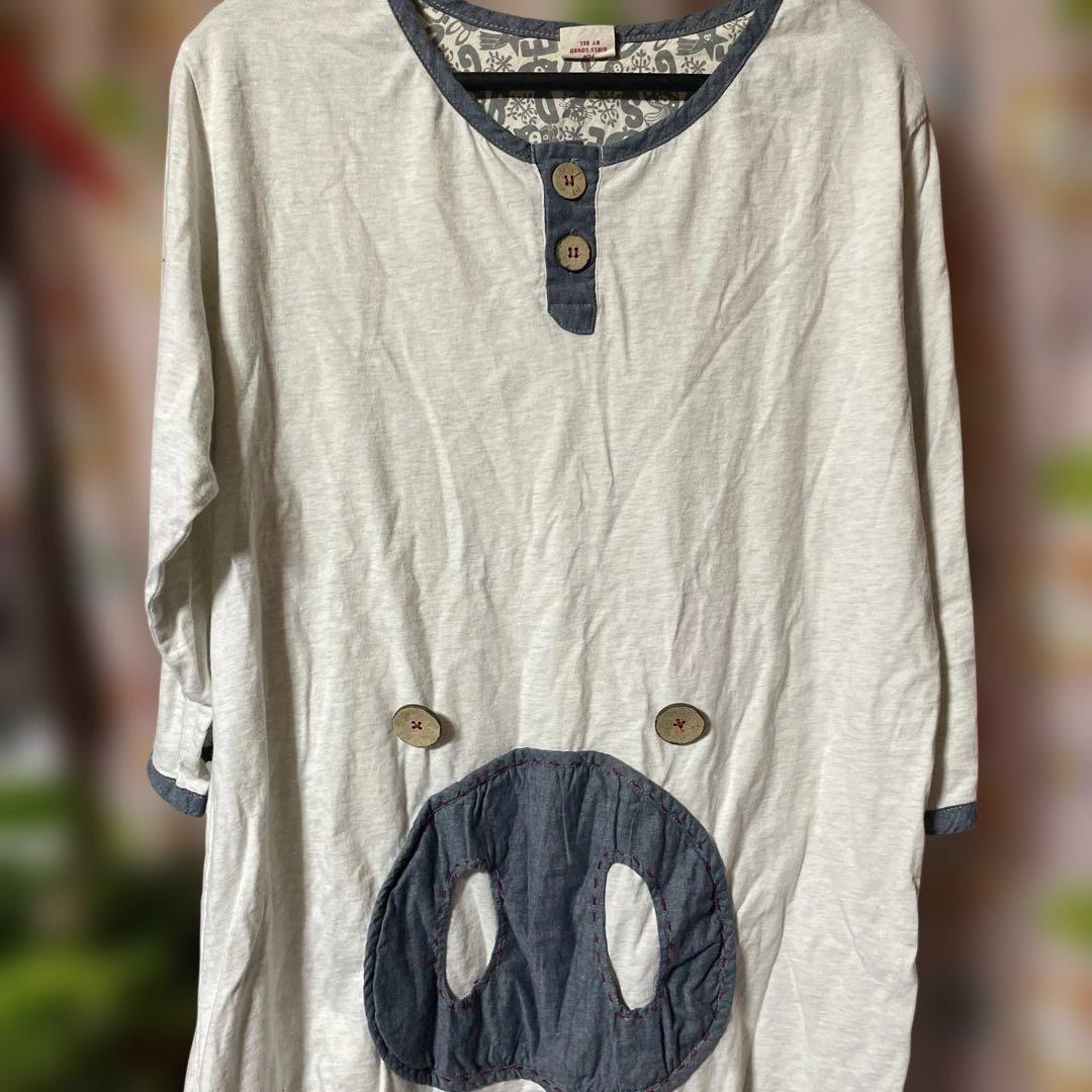 豚の鼻モチーフ Tシャツ 七分drug store's;没有明显的损伤或污渍