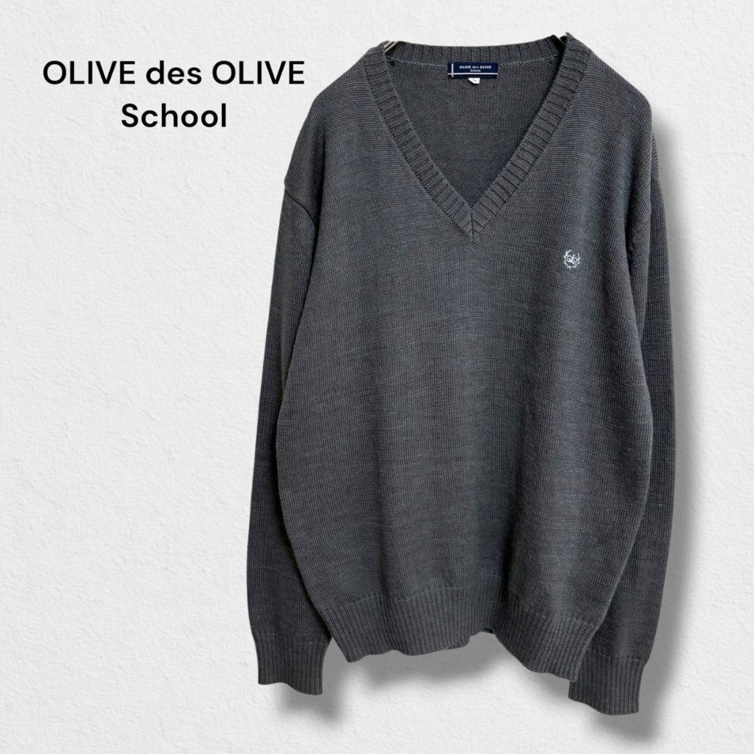 オリーブデオリーブスクール セーター ニット Vネック 長袖 ウール混 刺繍 LOLIVE des OLIVE;没有明显的损伤或污渍