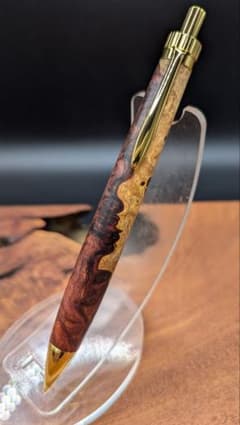 696超極上　本花梨　紅白　瘤杢　木軸シャーペン　ボールペン